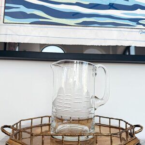 Clear Glass Etched Sailboat Pitcher